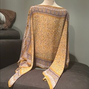 Paisley Print Shawl in Yellow and Purple